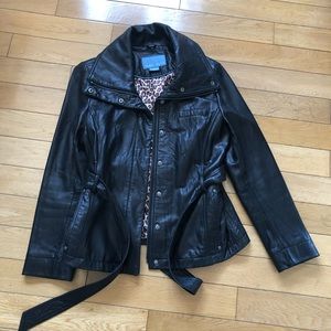 Nine West 100% leather belted jacket.